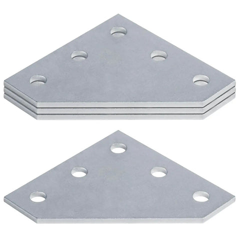 Four durable electrogalvanized corner gusset plates designed for 1-5/8 inch strut channels, delivering strong corrosion resistant bracing with 7/32 inch thick steel and 9/16 inch holes for easy secure bolting.