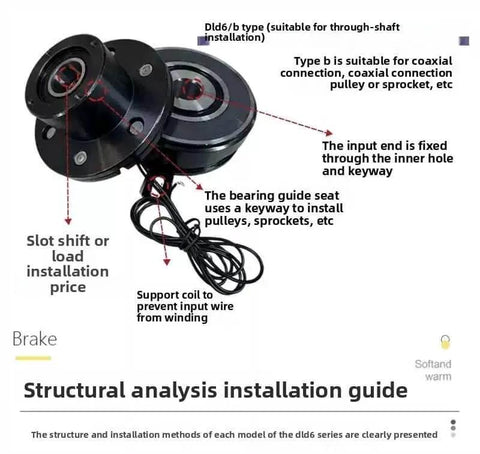 Diagram of Single Plate Electromagnetic Clutch & Brake - 12V/24V Electric Holding Brake for Industrial Equipment (DJDM06-05B) installation guide.