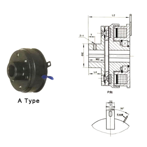 Electromagnetic Clutch a Type Single Plate Clutch DC24V Dry Type Automatic Clutch Bearing Engine Accessories, 500283968 with technical diagram