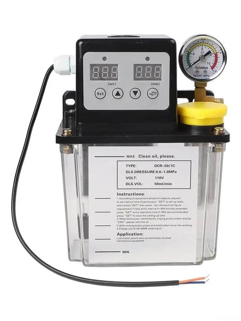 Automatic Electromagnetic Lubrication Pump 110 Volt Self Lubricating System with Encrypted Oil Cap and Pressure Gauge