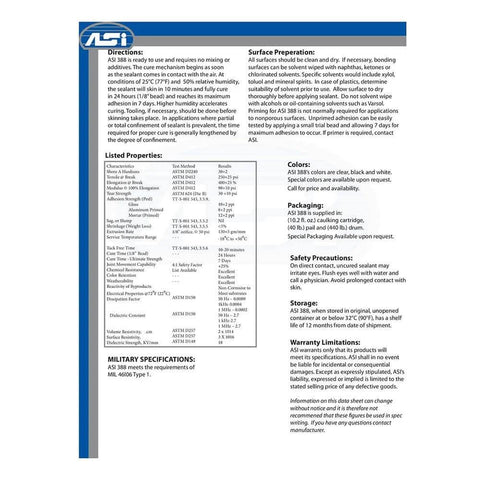 Product label for Clear Electronic Grade Silicone Sealant and Adhesive, 10.2 Oz Cartridge with directions and specifications.