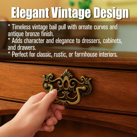 Hand installing 3 Inch Center To Center Bail Drawer Pull Antique Bronze Swing Handle For Dresser Cabinet Or Door Featuring Vintage European Design 76mm Center Spacing Brass Hardware Durable Solid Metal Finish