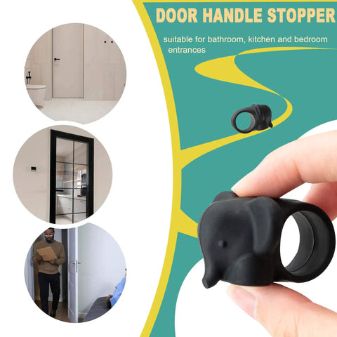 Elephant Shaped Door Handle Protectors Set For Wall Protection Silicone Door Stop Bumpers 6 Pack In Black White Gray