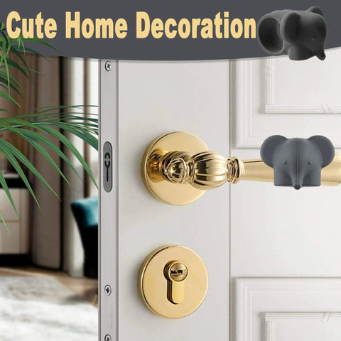 Elephant Shaped Door Handle Protectors Set For Wall Protection Silicone Door Stop Bumpers 6 Pack In Black White Gray