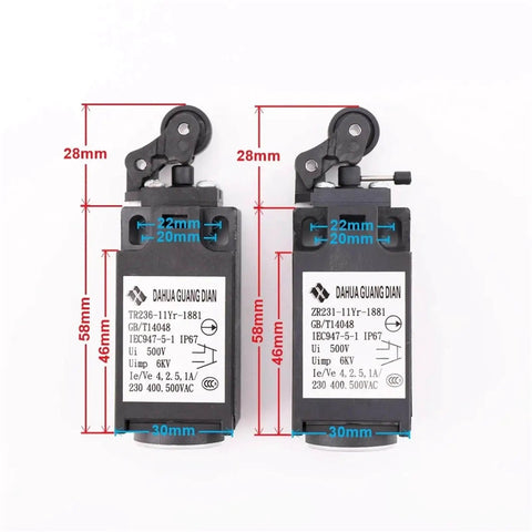 Elevator Speed Limiter Buffer Tension Wheel Switch With Manual Reset And Automatic Reset, Industrial Grade Elevator Control Component TR236-11Yr ZR231-11Yr With Wheels, Durable Build, No Fuss Easy Install, Safety Focused, front view.