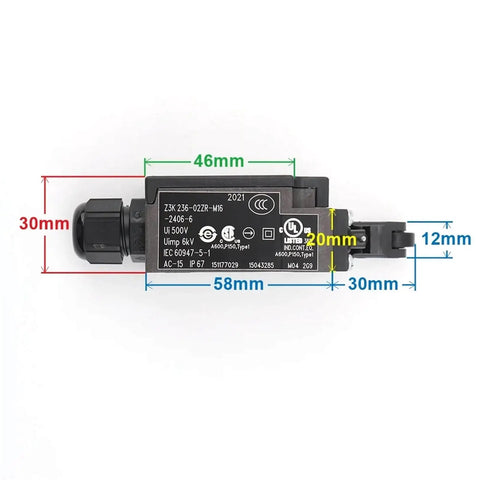 Pro Grade Elevator Speed Limiter Safety Reset Switch For Z3K 236-02ZR-M16 60947-5-1 Systems with dimensions and labels