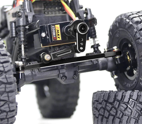 12g Servo EMAX Servo RC Steering Servo with Servo Arm Steering Link and Brass Servo Mount for Axial SCX24 AX24 RC Car Upgrade Parts (Black) installed on RC car