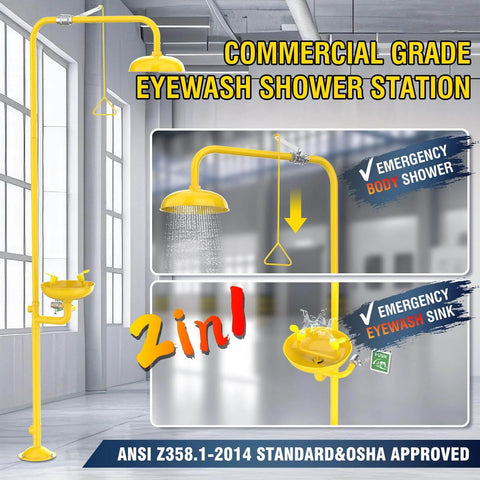 Emergency Shower And Eyewash Station Industrial Grade With OSHA Approval And ANSI Z358.1 2014 Compliance 304 stainless steel