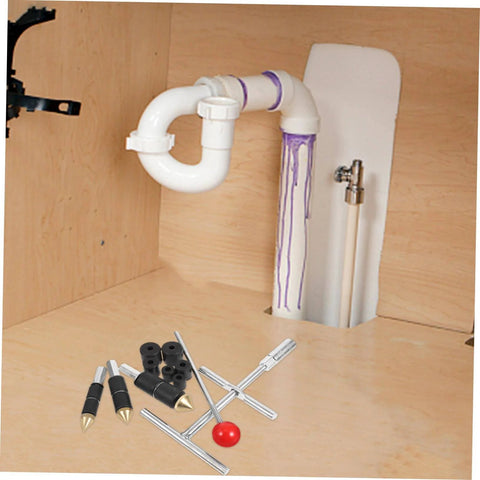 Emergency Water Stopper Kit For Plumbing Tools And Pipe Repair Quick Fix No Drain Needed Leakage Leak Proof Stopper Needle Water Kit Durable Copper And Stainless Steel Construction DIY Home Plumbing Solution To Minimize Downtime shown with plumbing setup