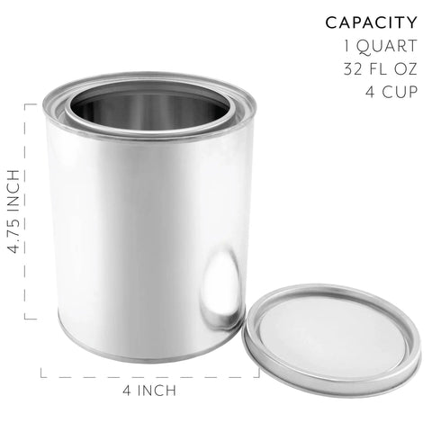Empty Quart Paint Cans With Lids Pack Of 2 Unlined Metal Cans For Solvents Oil Based Paints Coatings Adhesives And Crafts Value Pack Holds One Quart 4.75 Inches Tall And 4 Inches Diameter Mallet Required To Seal