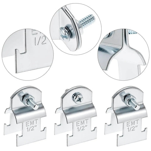 EMT Pipe Universal Strut Clamps Ten Pack One Half Inch Electro Galvanized Conduit Channel Clamps for Secure Mounting