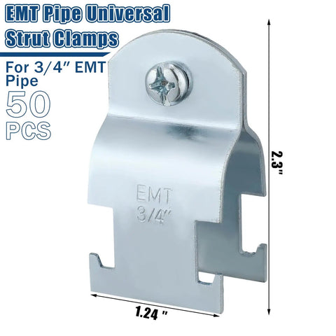 Universal EMT Pipe Strut Clamps for Strut Channel Accessory Electro Galvanized Conduit Clamp with Bolt and Nut Three Quarters Inch