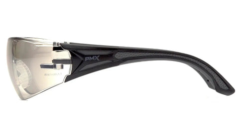 Side view of Endeavor Plus Safety Glasses with wraparound lens and brow guard, featuring durable design for wide field of vision