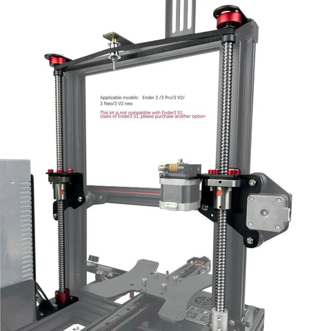 Dual Z Axis Ball Screw SFU1204 Upgrade Kit installed on Ender 3 Pro 3D Printer showing CNC metal components and improved stability
