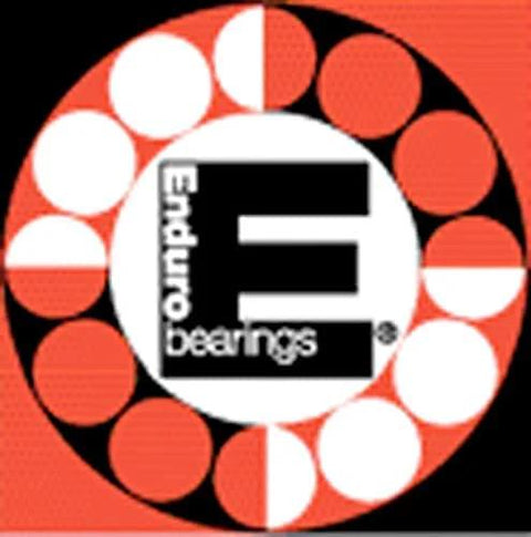 Enduro bearings logo in black and red circles with geometric design elements