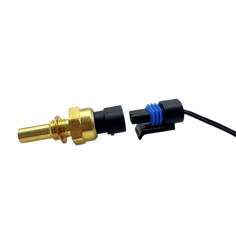 YCUPONE engine coolant temperature sensor with pigtail connector; brass sensor, black plug, blue seal