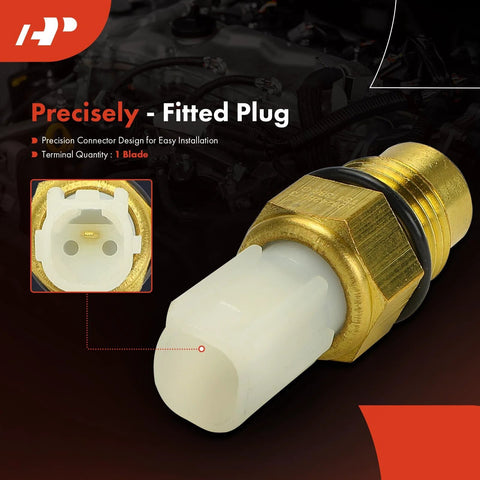 A-Premium engine coolant temperature sensor, 1-pin, brass threaded body with white plastic connector
