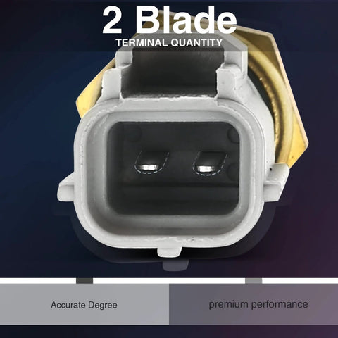 A-Premium engine coolant temperature sensor connector with gray plastic housing and two blade terminals.
