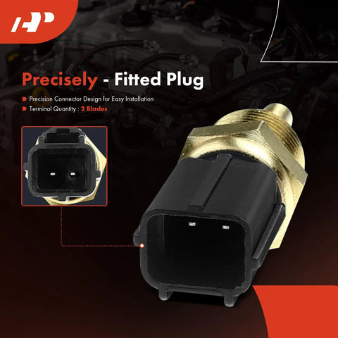 A-Premium engine coolant temperature sensor with brass threaded body and black two-pin connector.