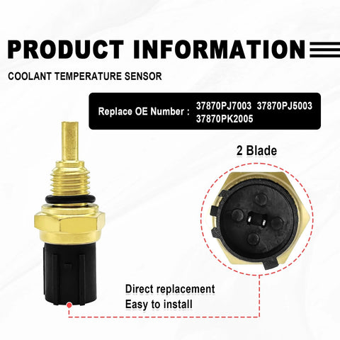 Engine coolant temperature sensor, SYudwen, brass body with black connector, direct replacement