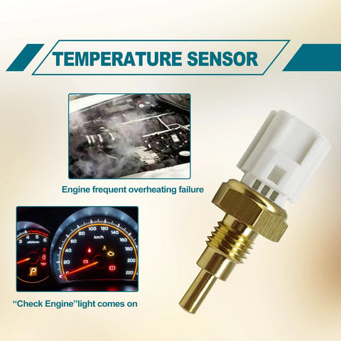 Engine coolant temperature sensor with brass threaded body and white plastic connector