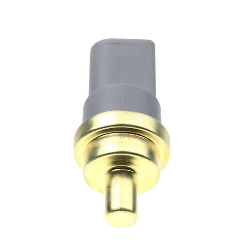 Engine coolant temperature sensor with gray plastic housing and gold-tone brass probe