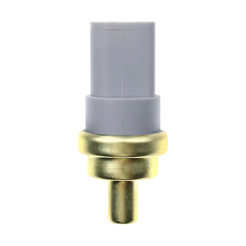 A-Premium engine coolant temperature sensor, gray plastic housing with brass stem, close-up view