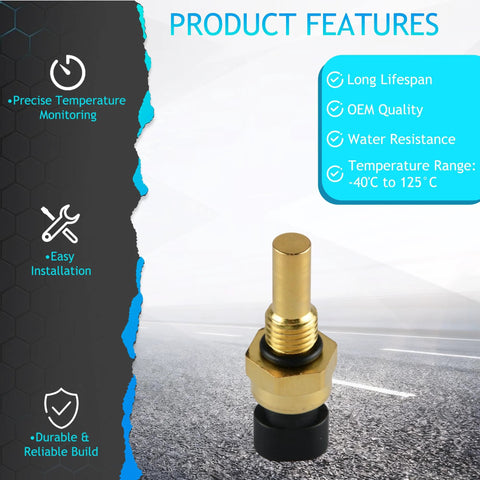 Brass engine coolant temperature sensor with black O-ring seal for automotive use