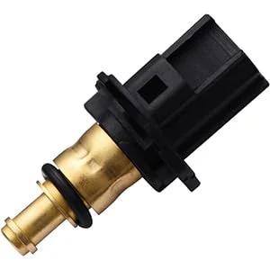 Engine coolant temperature sensor, black plastic connector, brass probe.