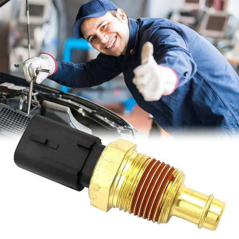 LKAHG car engine coolant temperature sensor with brass threaded fitting and black plastic connector