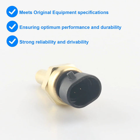 Coolant temperature sensor with brass body and black 3-pin connector