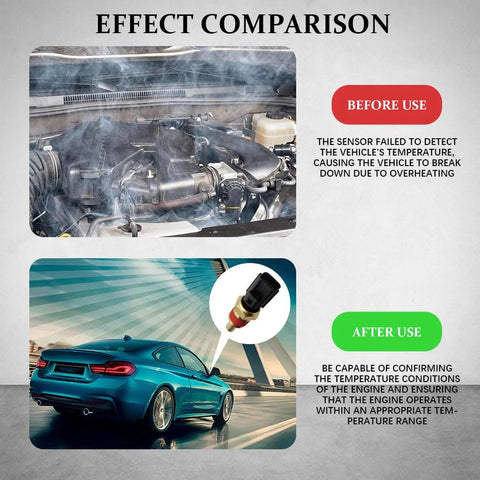 Rebvugr engine coolant temperature sensor and sending unit; before use overheating engine, after use sensor installed.