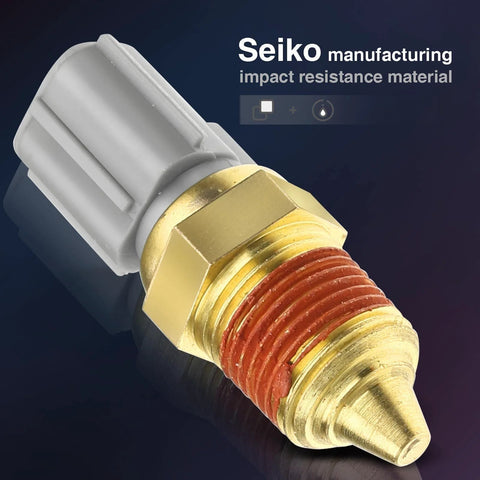 Engine coolant temperature sensor, brass threaded body with gray plastic connector, Ford/Lincoln/Mercury compatible.