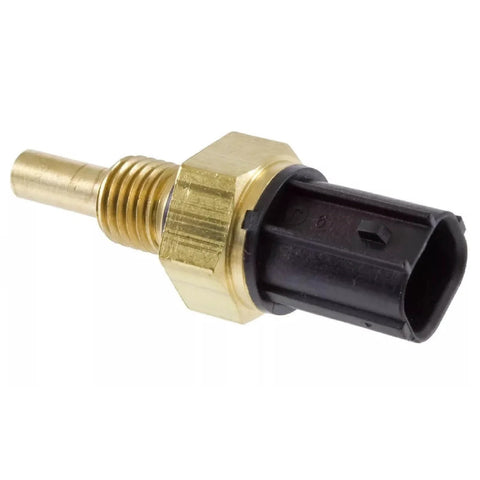 Engine coolant temperature sensor with brass threaded body and black plastic connector
