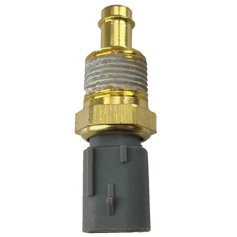 Engine coolant temperature sensor replacement, front view, brass threaded body, gray plastic connector