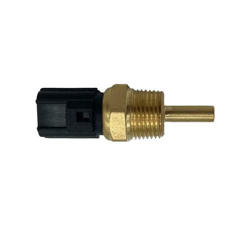 Engine coolant temperature sensor with brass threaded body and black plastic connector