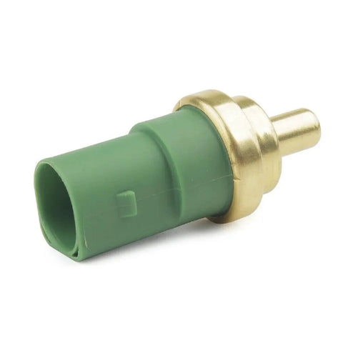 TS477 engine coolant temperature sensor, green plastic body with brass mounting collar and metal probe