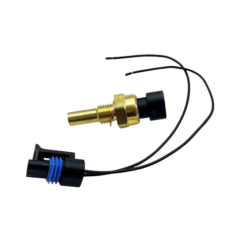 YCUPONE engine coolant temperature sensor with pigtail connector; brass threaded sensor with blue seal and black housing