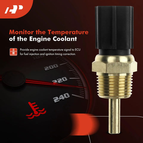 A-Premium engine coolant temperature sensor with brass threaded body and black plastic connector