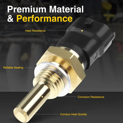 A-Premium engine coolant temperature sensor with brass threaded stem and black plastic housing