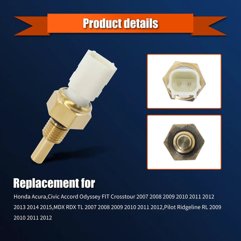 HiSport engine coolant temperature sensor with brass threaded body and white plastic connector for Honda/Acura