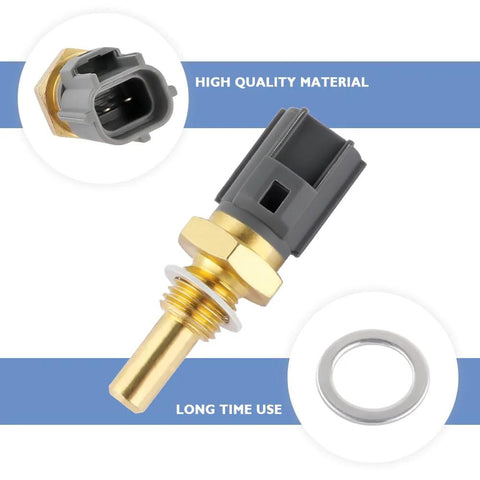 Engine coolant temperature sensor with gray plastic connector, brass threaded stem, and seal ring
