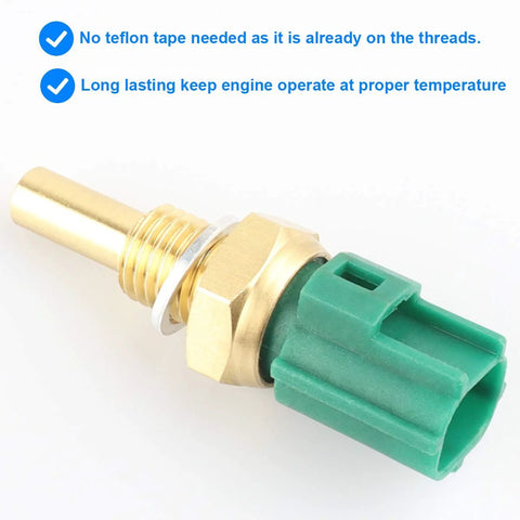 Coolant temperature sensor with brass threaded body and green plastic connector