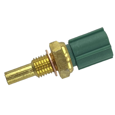 Engine coolant temperature sensor with brass threaded body and green plastic connector, Amazon automotive part
