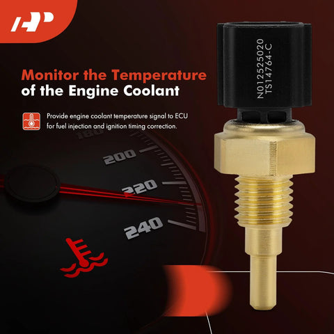 2-pin engine coolant temperature sensor, A-Premium, brass body with black connector for Subaru/Toyota/Scion