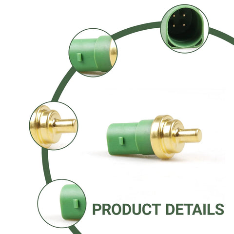 YYTQP engine coolant temperature sensor with green plastic body and brass tip