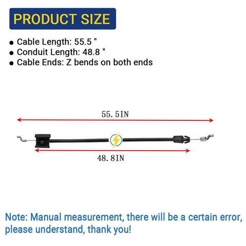 Engine Zone Control Cable Replacement shown with dimensions for HU700 series mowers, 55.5-inch cable length with Z ends.