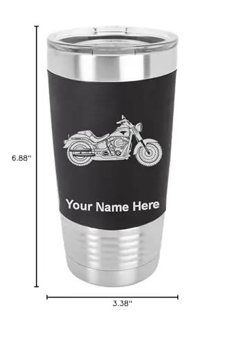 Custom Engraved 20oz Vacuum Insulated Tumbler With Silicone Grip In Black Motorcycle Theme