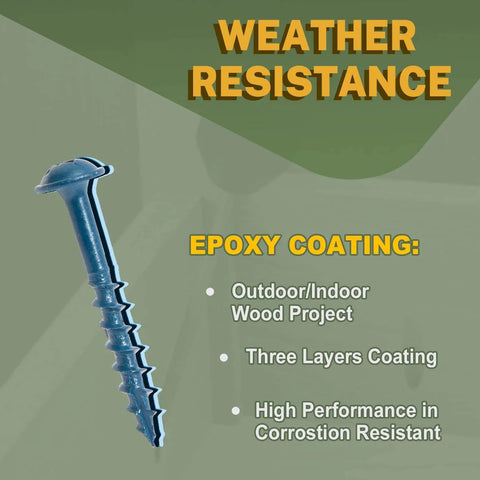 Pocket Hole Screws 2-1/2 Inch, 300 PCS Exterior Pocket Screw #8 x 2-1/2", Coarse Thread, Blue Coated Weather Resistant