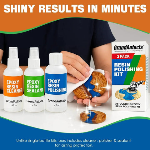 Restore scratched and oxidized epoxy surfaces with a complete 3 Piece Epoxy Resin Polishing Kit, including polish, cleaner, sealant.